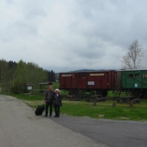 Walking on the border between Czech Republic and Germany - The train from from Cesky Krumlov ends in Nove Udoli and you have to walk 1.5 km to the bus station in Haidmühle / Germany